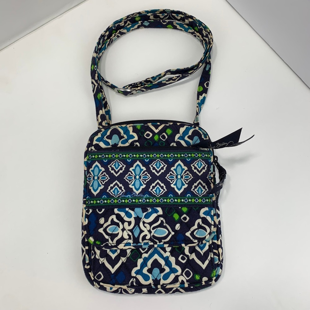 Vera Bradley Crossbody Bag Purse Navy Blue Quilted Floral Small